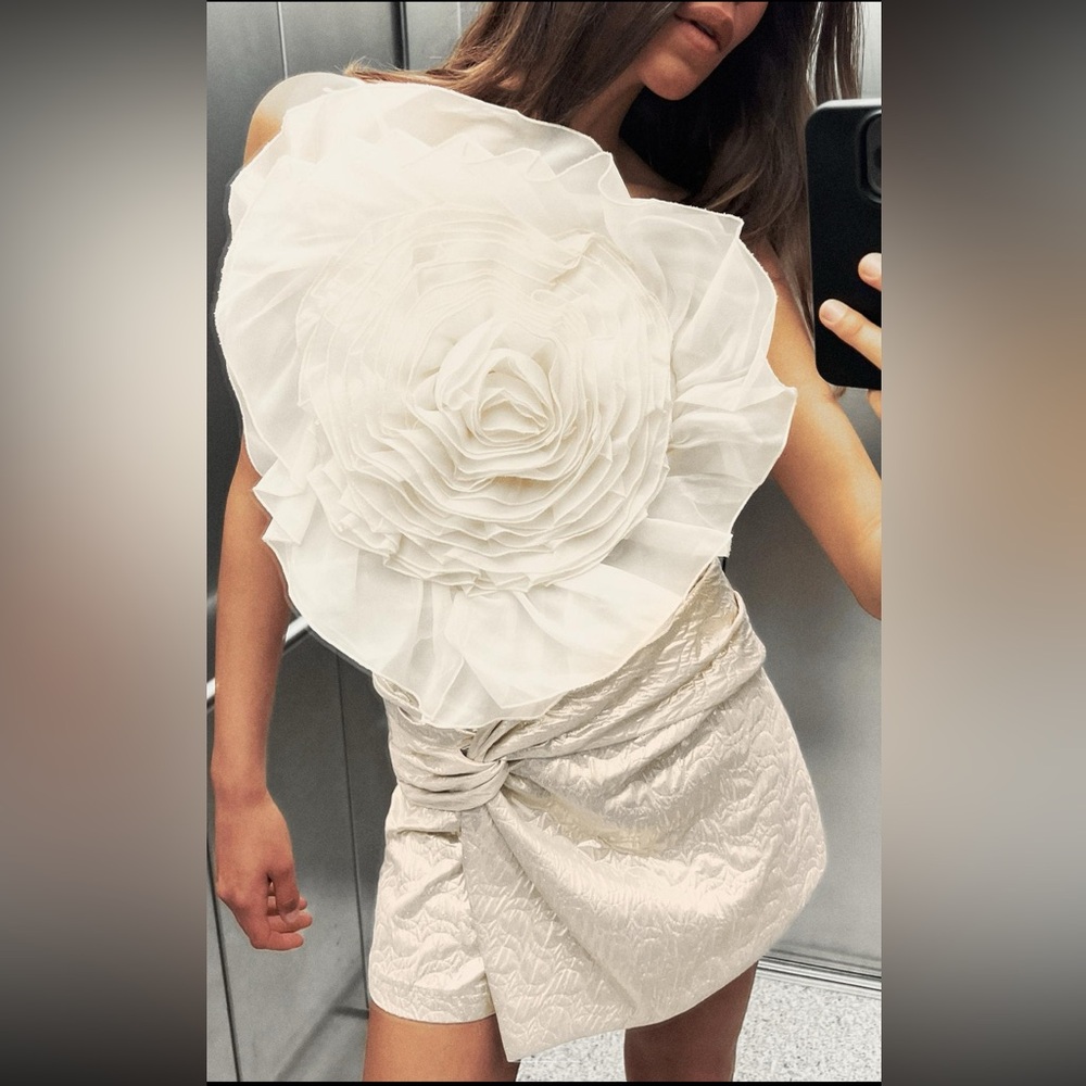 Zara maxi organza flower top